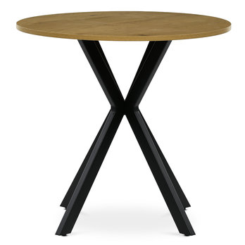 Jedálenský stôl PASSAU divoký dub/čierna, priemer 80 cm 2
