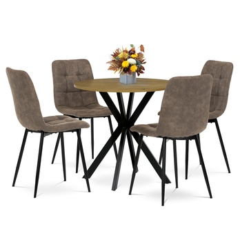 Jedálenský stôl PASSAU divoký dub/čierna, priemer 80 cm 1
