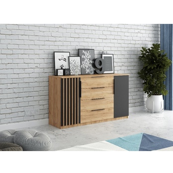 Komoda PATRICK III dub craft/čierna 1