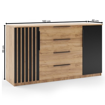 Komoda PATRICK III dub craft/čierna 2