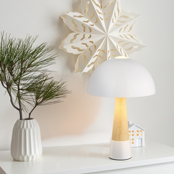 Stolná lampa PAULIN biela/prírodná 1