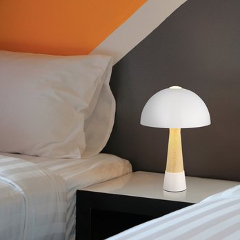 Stolná lampa PAULIN biela/prírodná 2