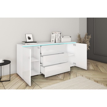 Komoda PAVIA 150 biela/biela lesklá 2