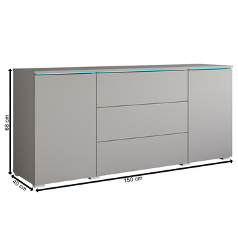 Komoda PAVIA 150 sivá 3