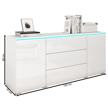 Komoda PAVIA 150 biela/biela lesklá 3