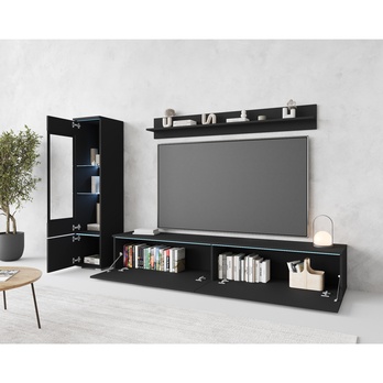 Obývacia stena PAVIA I čierna/grafitová matná 3