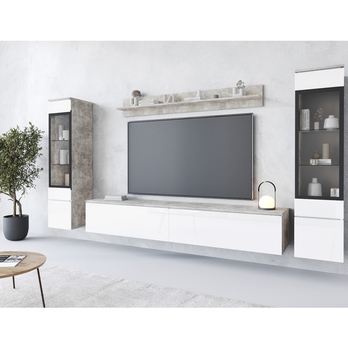 Obývacia stena PAVIA II betón/biela lesklá 1