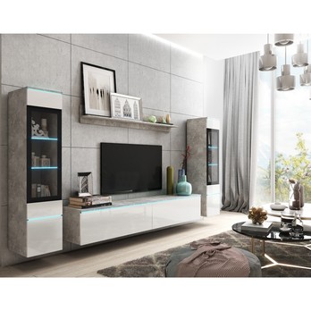 Obývacia stena PAVIA II betón/biela lesklá 3