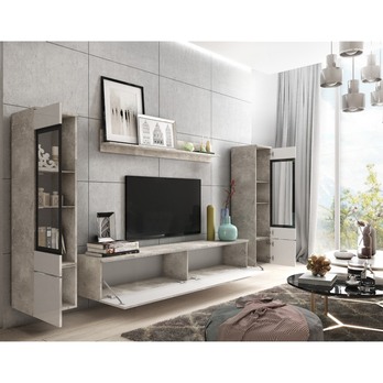 Obývacia stena PAVIA II betón/biela lesklá 4