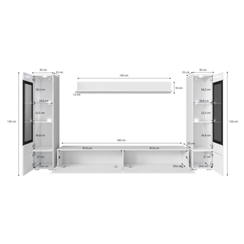 Obývacia stena PAVIA II betón/biela lesklá 5