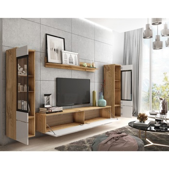 Obývacia stena PAVIA II dub wotan/biela 4