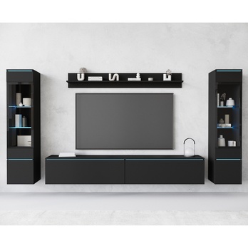 Obývacia stena PAVIA II čierna/grafitová matná 1