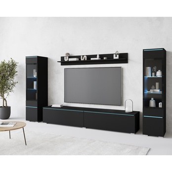 Obývacia stena PAVIA II čierna/grafitová matná 2