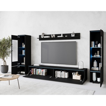 Obývacia stena PAVIA II čierna/grafitová matná 3