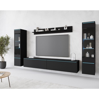 Obývacia stena PAVIA II čierna/grafitová matná 4