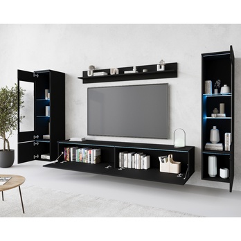 Obývacia stena PAVIA II čierna/grafitová matná 5