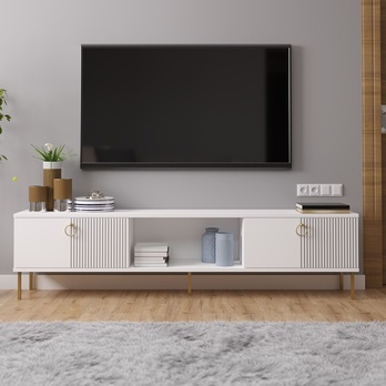 TV stolík PAYE biela/zlatá 1