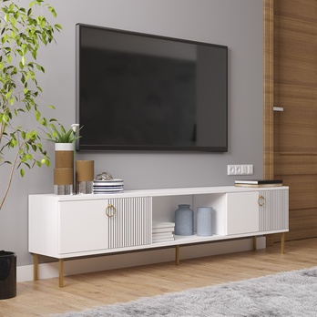 TV stolík PAYE biela/zlatá 3