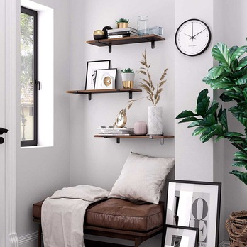 Nástenné police PEASY hnedá, set 2 ks 1