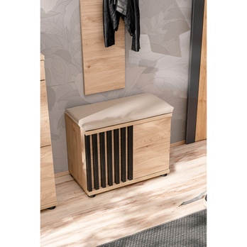 Komoda na topánky PEDRO dub/čierna/béžová 3