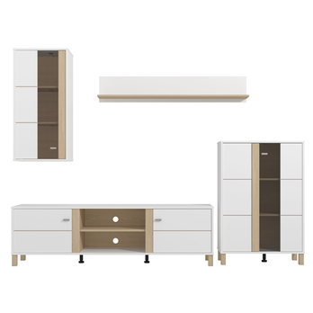 Obývacia stena PEMA biela/dub portský svetlý 3