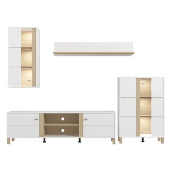 Obývacia stena PEMA biela/dub portský svetlý 4