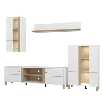 Obývacia stena PEMA biela/dub portský svetlý 6