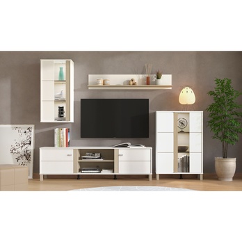 Obývacia stena PEMA biela/dub portský svetlý 7