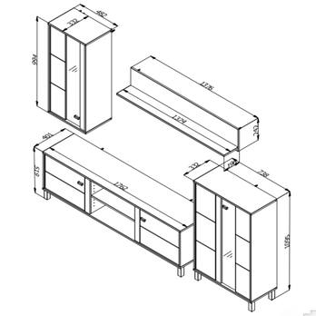 Obývacia stena PEMA biela/dub portský svetlý 9