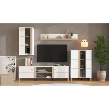 Obývacia stena PEMA biela/dub portský svetlý 1