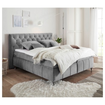 Posteľ boxspring PEMBROKE 8 svetlosivá, 180x200 cm 1