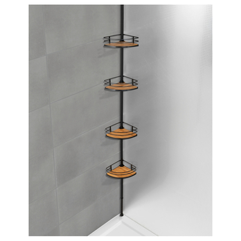 Teleskopická rohová polica PENNY čierna/bambus 2