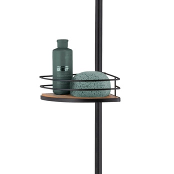 Teleskopická rohová polica PENNY čierna/bambus 5