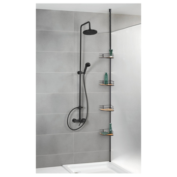 Teleskopická rohová polica PENNY čierna/bambus 6