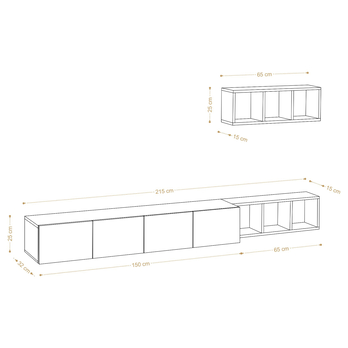 Obývacia stena PIA biela/dub 4