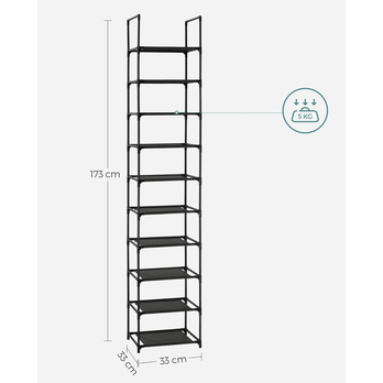 Regál na topánky PIER 3 čierna, šírka 33 cm 7