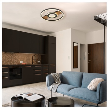 Stropné LED svietidlo PIKARA 2 čierna/drevo 1