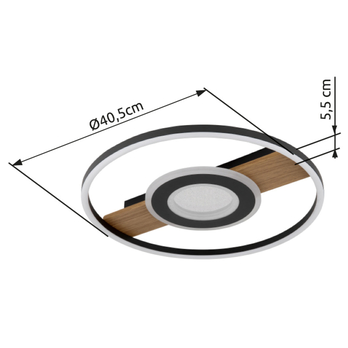 Stropné LED svietidlo PIKARA 2 čierna/drevo 5