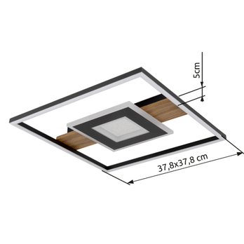 Stropné LED svetidlo PIKARA 3 čierna/drevo 5