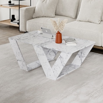 Konferenčný stolík PIPRA biely mramor 1