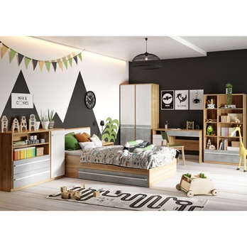 Regál PLANO 03 dub nash/biela/betón 1