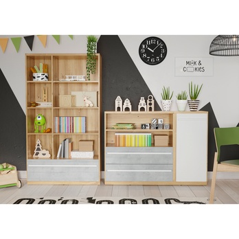 Regál PLANO 03 dub nash/biela/betón 5