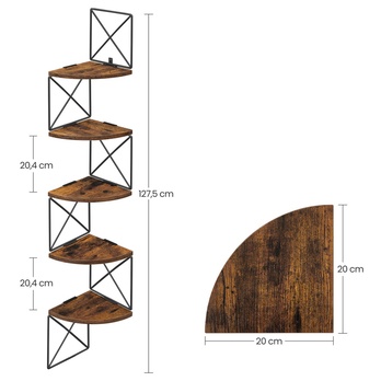 Nástenný regál PLENTY čierna/hnedá 6