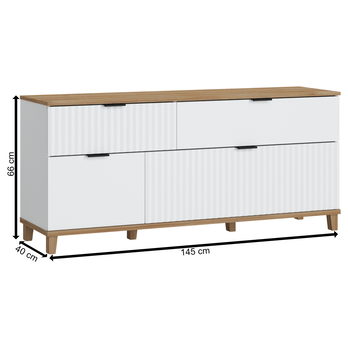 Komoda PLISSEE PLIF01 alpská biela/dub grandson 2