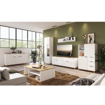 Skriňa PLISSEE PLIK02 alpská biela/dub grandson 1