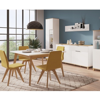 Jedálenský stôl PLISSEE PLIT02 alpská biela/dub grandson 1