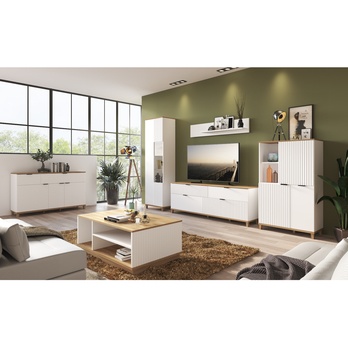 Vitrína PLISSEE PLIV01 alpská biela/dub grandson 1