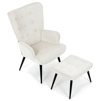 Kreslo s podnožkou POALA krémová 1