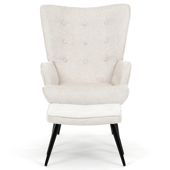 Kreslo s podnožkou POALA krémová 2