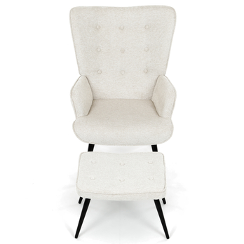 Kreslo s podnožkou POALA krémová 3